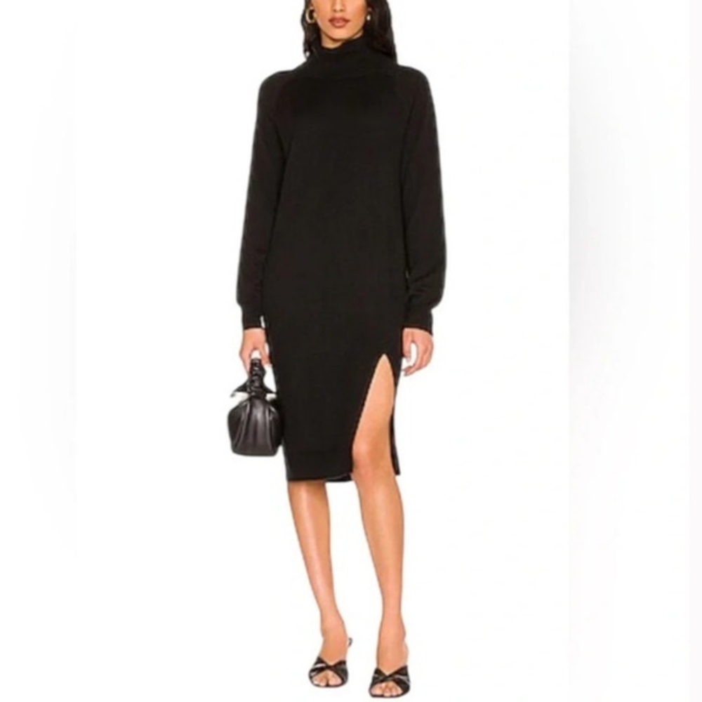 One Grey Day Rassi Midi Turtleneck Sweater Dress Black XS Revolve Merino Wool